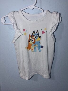 Little Sleepies White Bluey & Bingo Graphic Ruffle Tank